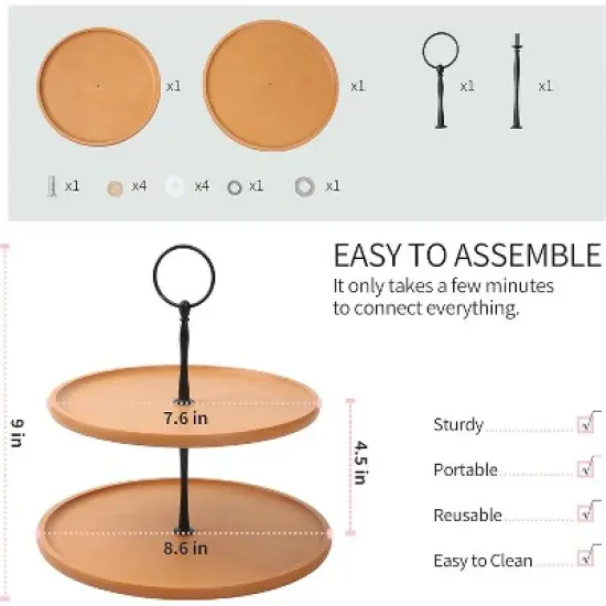 DOMETOUR Wood Fiber 2 Tier Stand, Cupcake Dessert Stand, Tiered Serving Tray for Dessert Table image {4}