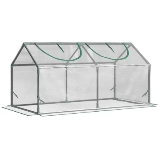 Outsunny 4' x 2' x 2' Outdoor Portable Mini Greenhouse, Small Greenhouse with Cover, Roll-up Zippered Windows for Indoor, Outdoor Garden image {7}