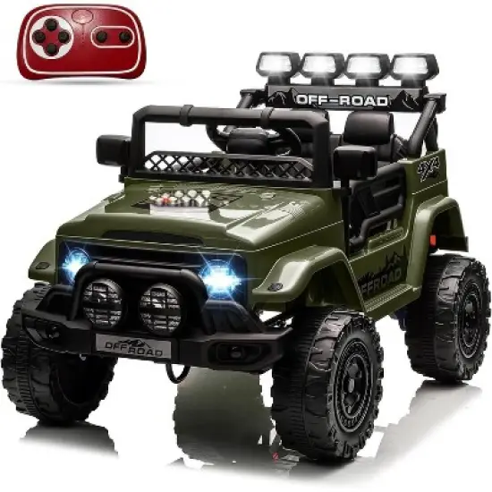 12V Ride On Truck Car, Kids Electric Vehicle Remote Control, Powered Ride On Toy Truck with Spring Suspension, 3 Speeds, Lights, Music for Kids 3-9 image {3}