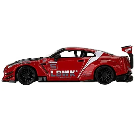 Nissan GT-R R35 Type 2 LB Works Red Met. and Black w/Stripes Ltd Ed to 3600 pcs 1/64 Diecast Model Car by True Scale Miniatures image {1}