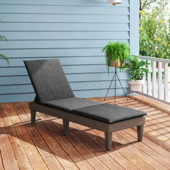 Costway Patio Lounge Chair Recliner Chair with 3-Position Adjustable Backrest & Cushion Blue/Gray/Orange/Red/White image {4}