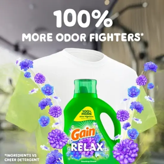 Gain Dewdrop Dream Relax HE Compatible Liquid Laundry Detergent Soap image {2}