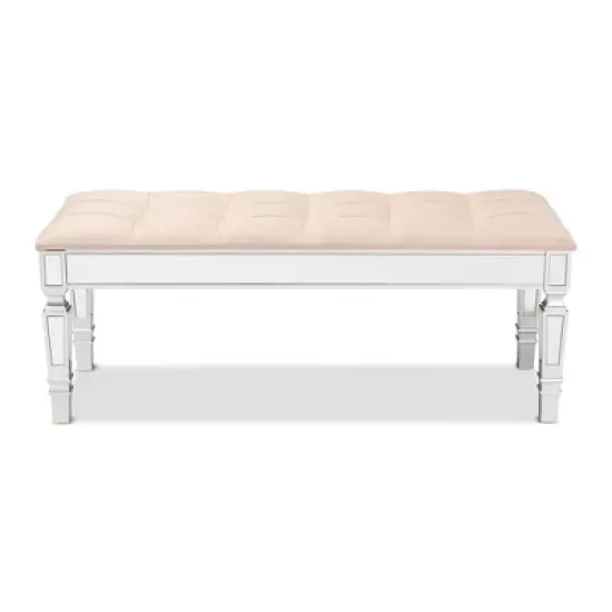 Hedia Fabric Upholstered and Wood Accent Bench - Baxton Studio image {2}