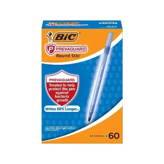 BIC PrevaGuard Round Stic Ballpoint Pen Medium Point Blue Ink 60/Pack (GSAM60-BLU) image {5}