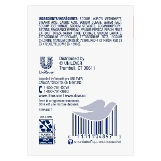Dove Beauty Peach Bar Soap - 4ct image {1}