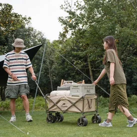 Naturehike Collapsible Beach Wagon with Big Wheels, Utility Foldable Grocery Cart Heavy Duty, Portable Folding Wagon Cart with Wheel for Camping image {1}