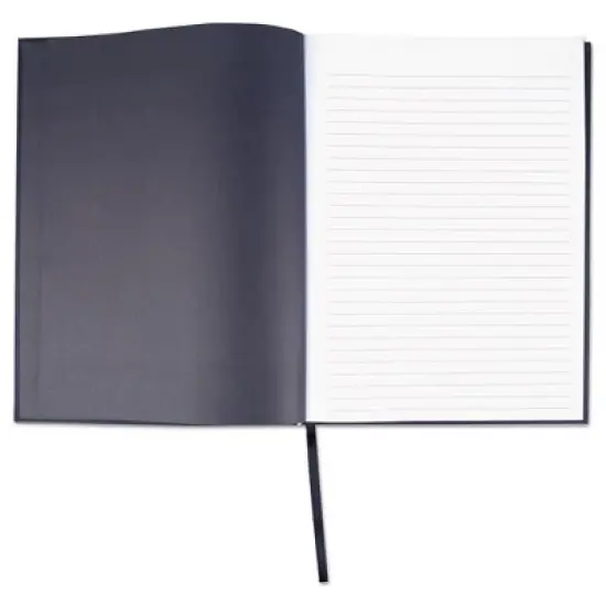 Universal Casebound Hardcover Notebook, 1-Subject, Wide/Legal Rule, Black Cover, (150) 10.25 x 7.63 Sheets image {2}