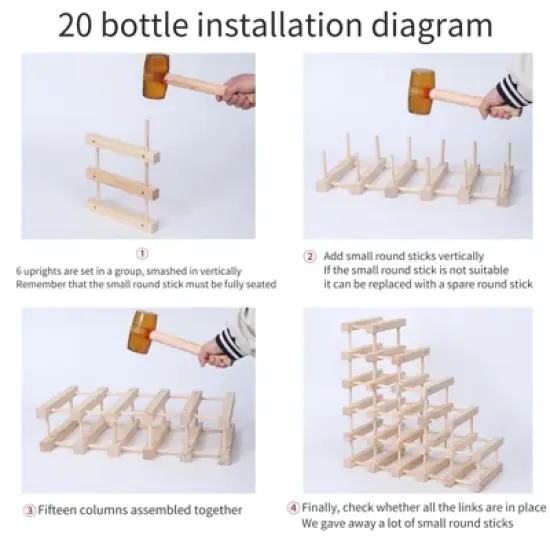 Itopfox Wooden Stackable Wine Rack for Countertop or Floor - Freestanding Cabinet Holds 20 Bottles image {5}