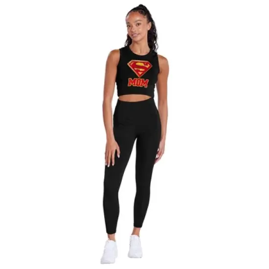 Women's Superman Super Mom Sleeveless Crop Top Tank image {3}