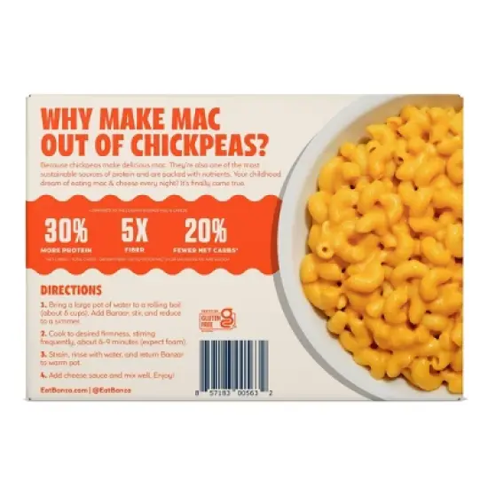 Banza Gluten-Free Chickpea Mac and Deluxe Cheddar - 11oz image {7}