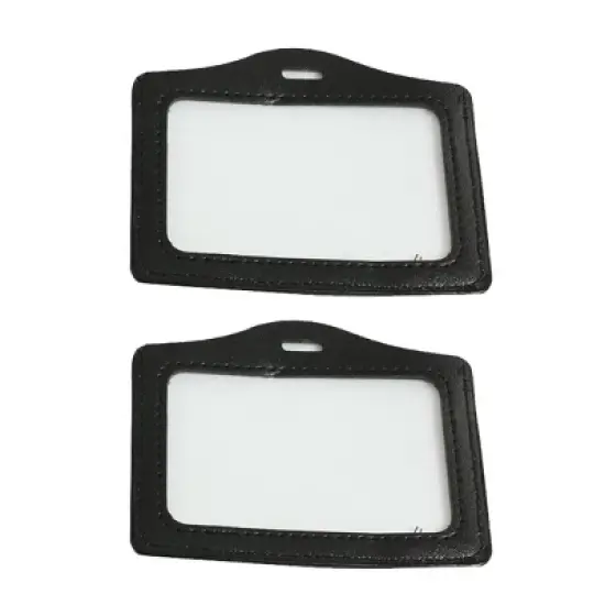 Unique Bargains 5 Pcs Black Clear Faux Leather Business ID Card Badge Holder image {3}