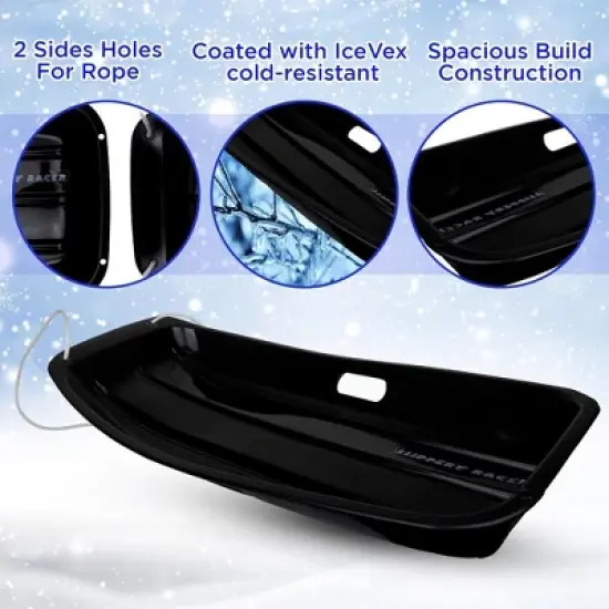 Slippery Racer Downhill Sprinter Flexible Kids Toddler Plastic Cold-Resistant Toboggan Snow Sled with Pull Rope and Handles -35 Inch- (2 Pack) image {4}