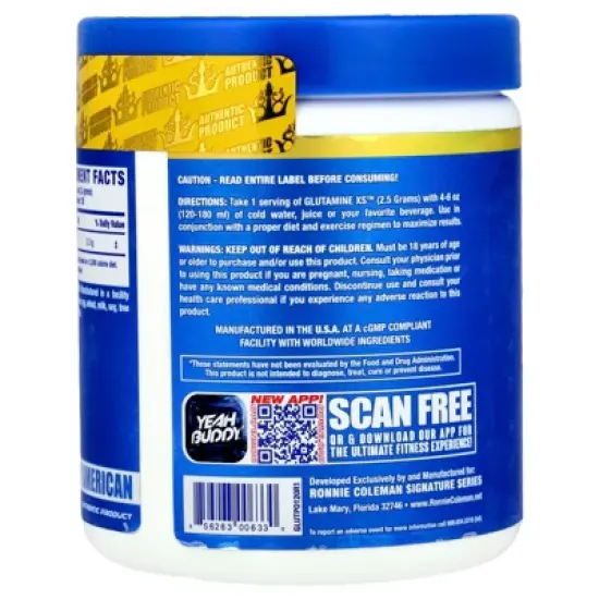 Ronnie Coleman Vital Edition, Glutamine XS&trade; Powder, Unflavored, 10.6 oz (300 g) image {2}