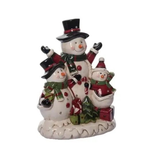 Transpac Dolomite Light Up Jolly Snowmen D&eacute;cor - Festive Christmas Decorative Objects for Holiday Cheer image {3}