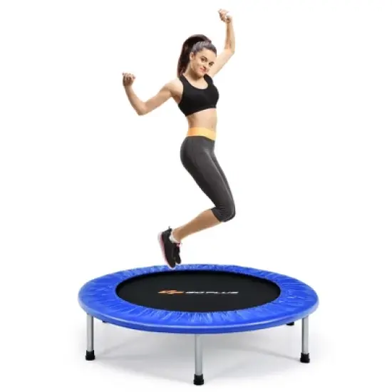 Costway 38'' Mini Folding Trampoline Portable Recreational Fitness Rebounder Pink\Blue image {10}