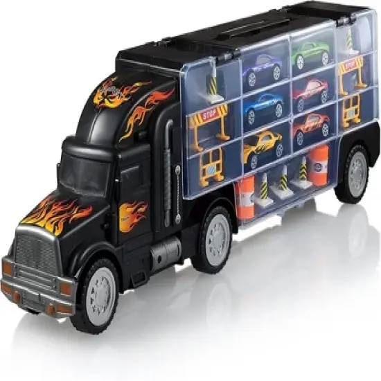 Toy Truck Transport Car Carrier - Includes 6 Toy Cars & Accessories - Play22Usa image {8}