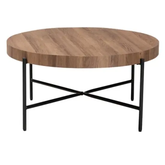 Baxton Studio Umar Modern Industrial Walnut Brown Finished Wood and Black Metal Coffee Table image {2}