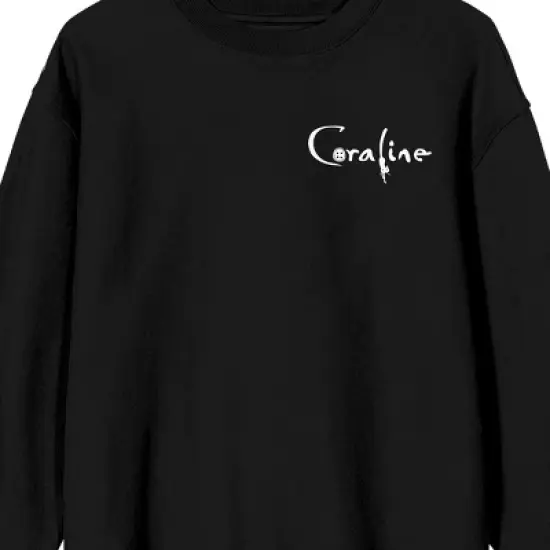 Coraline Some Things Are Not As They Seem Crew Neck Long Sleeve Black Adult Sweatshirt image {2}
