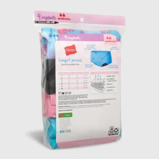 Hanes Girls' 4pk Period Boyshorts - Colors May Vary  image {2}