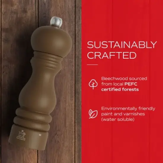 Peugeot Paris u'Select 7-inch Pepper Mill - Manual Rock Pepper Mill with Adjustable Precision Grinding, Stainless Steel & Beechwood - (Mocha) image {3}