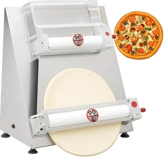 Pizza Dough Roller, Commercial Dough Sheeter - 370W Dual-Roller Electric Stainless Steel, Max 16''  Pasta Maker Compatible image {7}