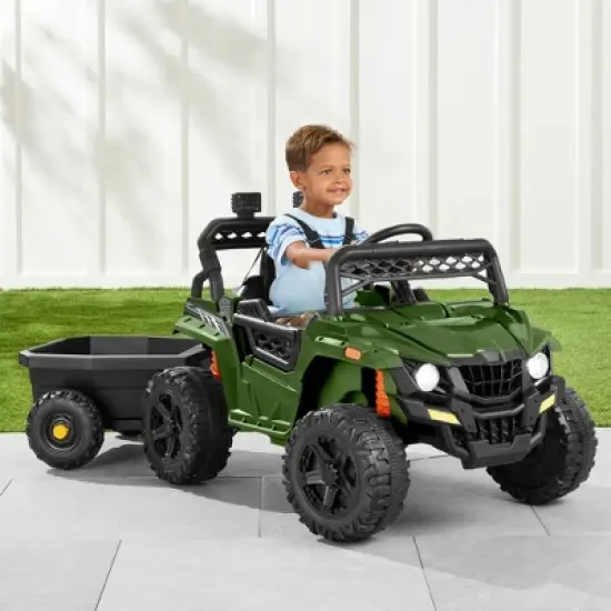 Best Choice Products Kids 12V Electric Ride-On UTV and Trailer w/ Parent Remote Control, LED Lights image {11}