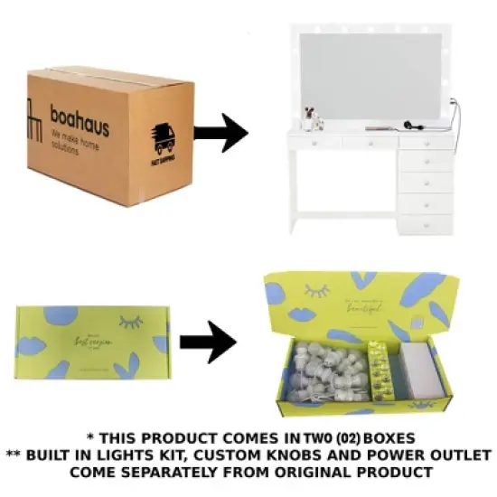 Nuit Lighted Makeup Vanity with Knobs - Boahaus image {7}