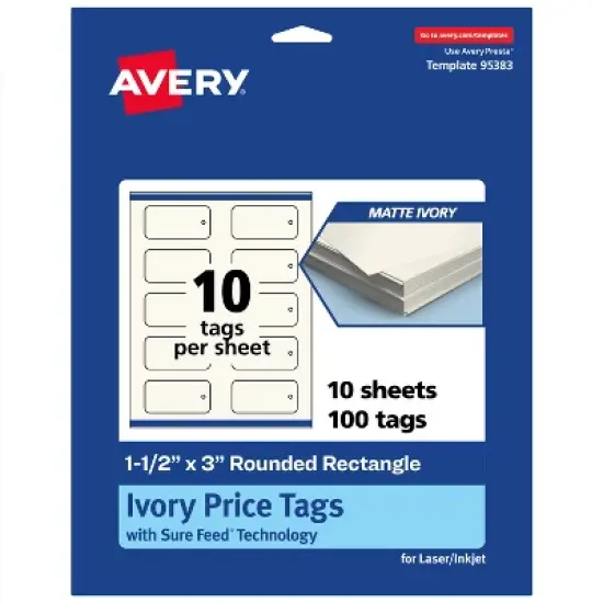 Avery Rounded Price Tags, 1-1/2" x 3", Matte Ivory, 100 Total image {9}