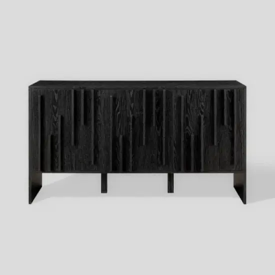 Modern Staggered Vertical Accent 3 Door Sideboard - Saracina Home image {9}