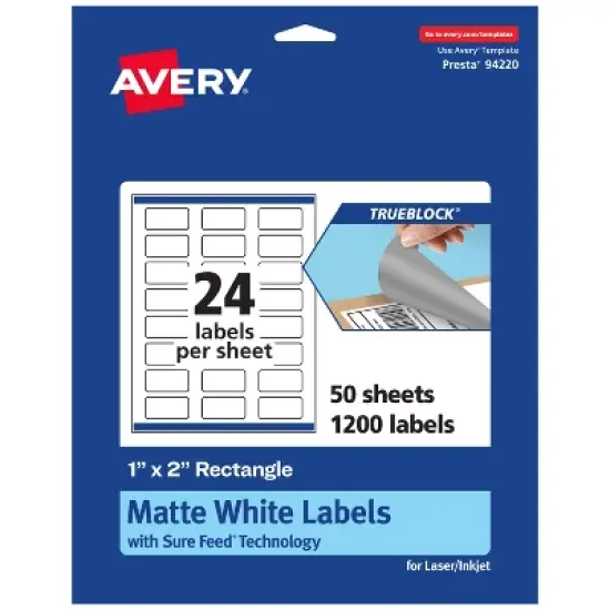 Avery TrueBlock Matte White Paper Labels,  1" x 2" Rectangle image {8}