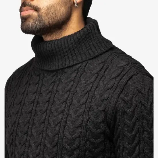 X RAY Men's Cable Knit Roll Neck Sweater(Available in Big & Tall) image {4}