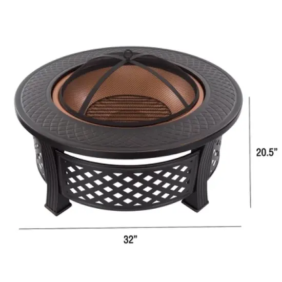 Nature Spring Wood-Burning Round Steel Patio Ring Fire Pit - 32", image {3}