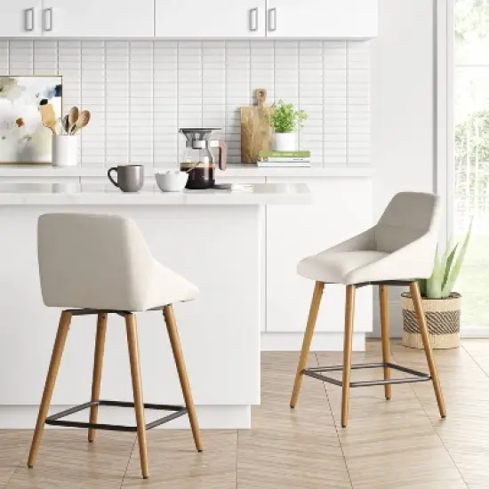 Timo Swivel Counter Height Barstool with Wood - Threshold&trade; image {1}