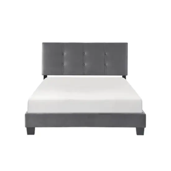 Okak Velvet Platform Bed Frame Upholstered Modern Bed with Adjustable Height Headboard Button Tufted No Springs Required Easy to Assemble image {1}