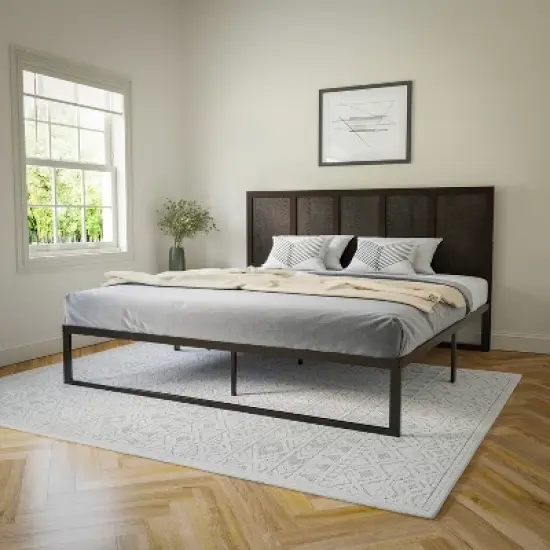 Flash Furniture Oliver Paneled Wooden Adjustable Headboard for Universal Metal Bed Frames image {2}