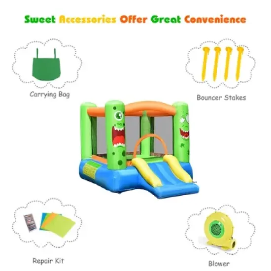 Costway Kids Playing Inflatable Bounce House Jumping Castle Game Fun Slider 480W Blower image {8}