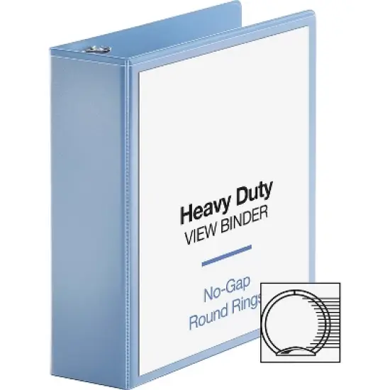 Business Source View Binder Round Ring 3" Cap Letter-size Light Blue 19752 image {7}