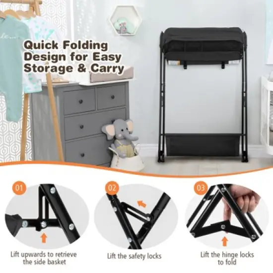 Infans Infant Baby Changing Table Folding Diaper Station Organizer w/ Storage image {4}