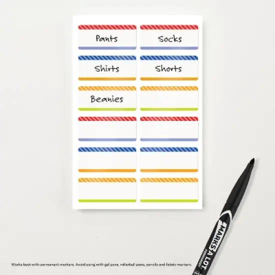 Avery No-Iron Fabric Name Labels, Playful Stripes Preprinted Designs, Handwrite Only, 24 Preprinted Labels (40774) image {4}