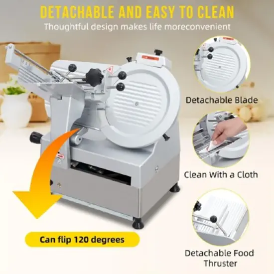 Electric Food Slicer, Full-Auto Stainless Steel Electric Food Cutter Machine with Adjustable Thickness image {3}