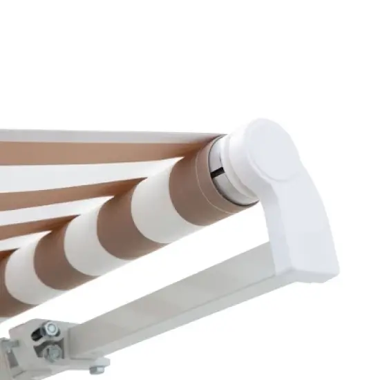 Outsunny 12' x 8' Patio Awning Canopy Retractable Sun Shade Shelter with Manual Crank Handle for Patio, Deck, Yard, Beige image {4}