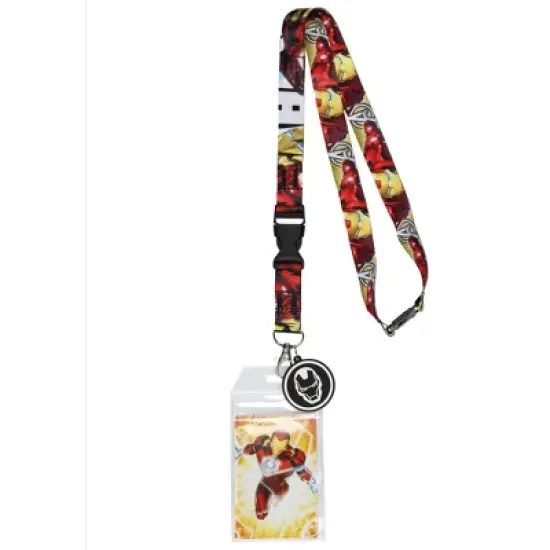 Marvel Avengers Iron Man Classic Lanyard ID Badge Holder with 2" Rubber Charm image {4}