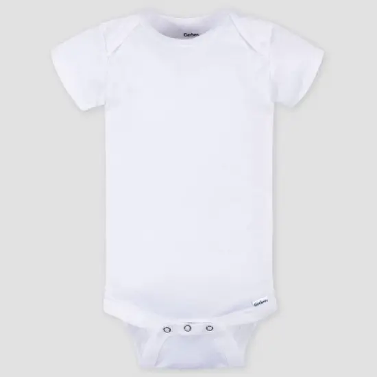 Gerber Baby 4pk Short Sleeve Onesies - White image {1}