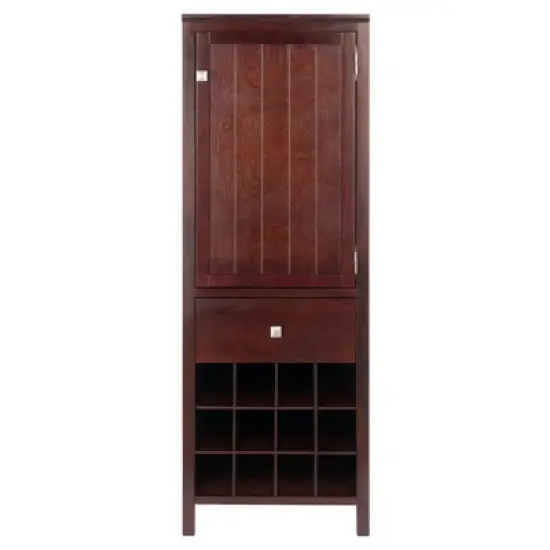 Brooke Cupboard 1 Drawer and Wine Holder Walnut - Winsome image {2}