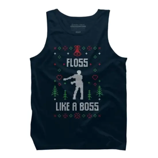 Men's Design By Humans Floss Like A Boss Ugly Christmas Sweater By shirtpublic Tank Top image {5}