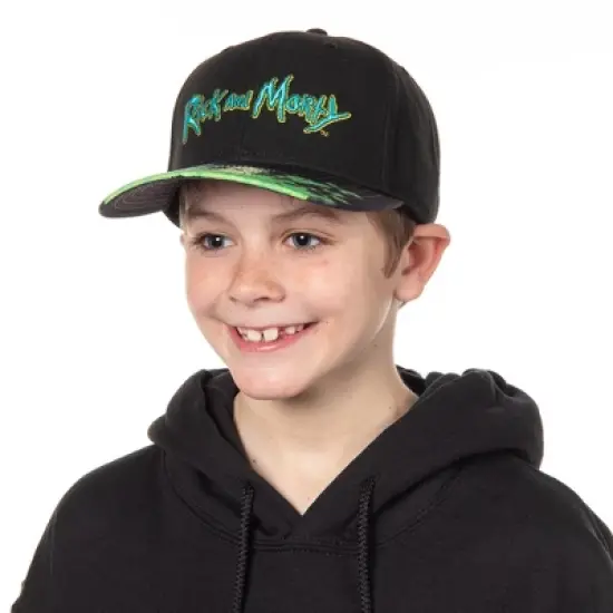 Rick And Morty Portal Time Pre-Curved Bill Adjustable Snapback Hat Cap Black image {5}