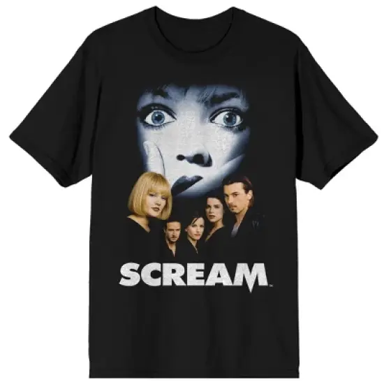 Scream 1-3 Distressed Movie Poster Crew Neck Short Sleeve Women's Black T-shirt image {3}