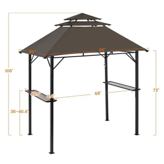 Yaheetech 8 &times; 5 ft Grill Gazebo with Height-adjustable Shelves image {2}