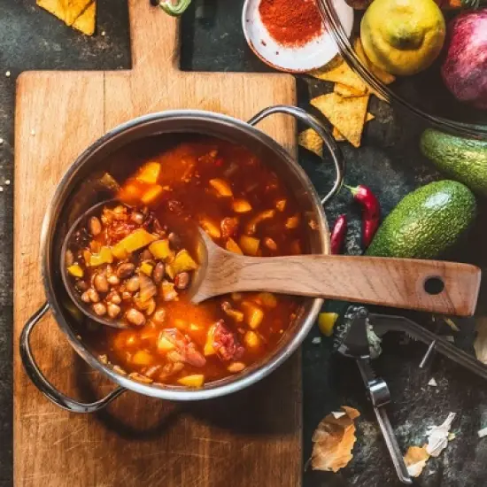 Unique Bargains Natural Grain Durable Lightweight Smooth Surface Soup Spoon 10.4" Length Brown 1 Pc image {2}