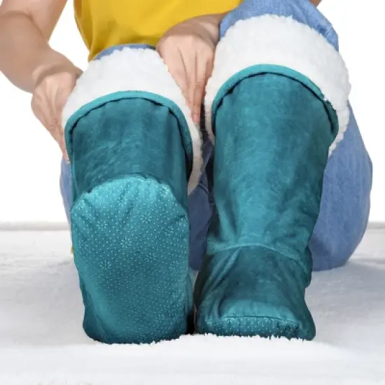 Women's Faux Shearling Lined Slipper Socks, Kid's Winter Indoor Home Non Skid Booties, Soft, Warm, Fluffy, Cozy, Fuzzy, Gifts - Catalonia image {2}